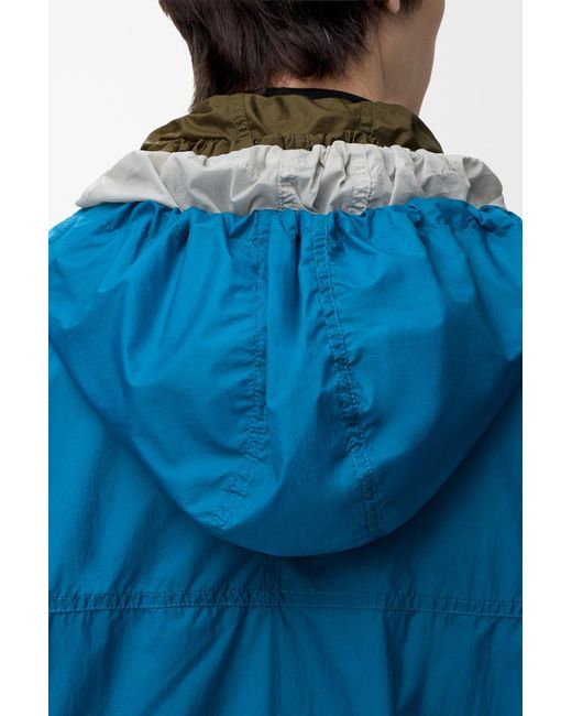 Loewe Blue Anorak Jacket With Mini Logo And Technical Shell for men