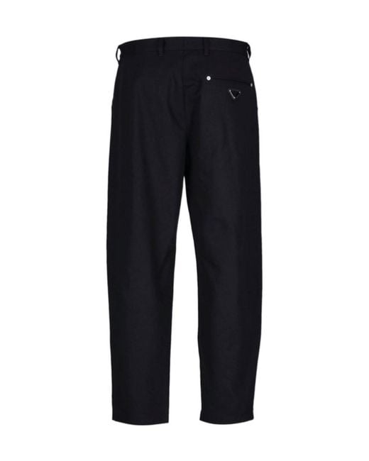 Prada Blue Triangle-Logo Tapered-Leg Jeans for men