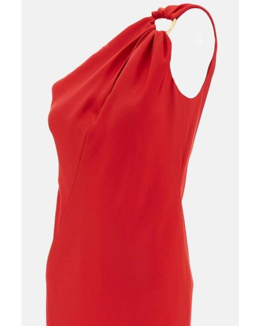Max Mara Red One-Shoulder Midi Dress