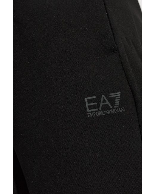 EA7 Black Elastic-Waist Athletic Pants for men