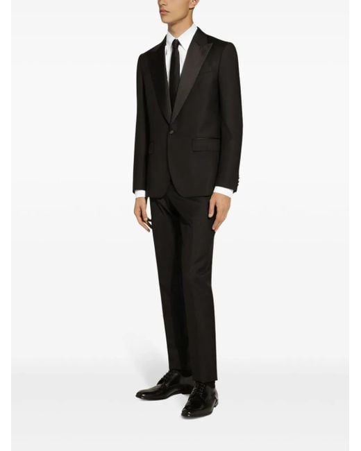 Dolce & Gabbana Black Single-Breasted Pleated Tailored Suit