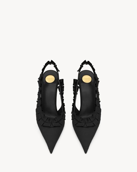 Saint Laurent Black Micher 110 Ruffled Heeled Pumps
