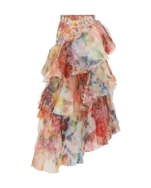 Zimmermann White Luna Ruffled Maxi Skirt
