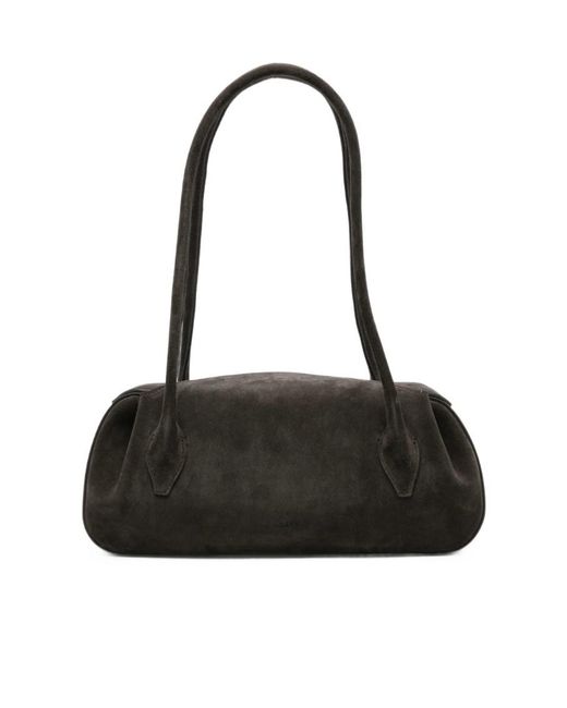 Yuzefi Black Oyster Leather Shoulder Bag