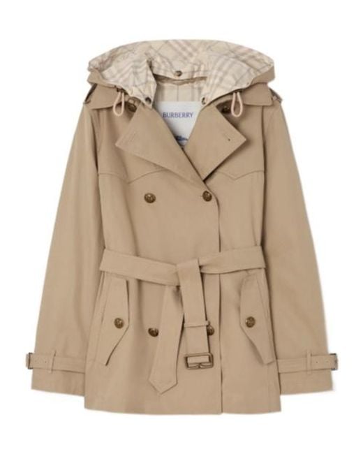 Burberry Natural Short Tropical Gabardine Foxfield Trench Coat