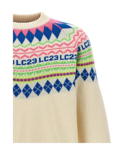 LC23 White Long-Sleeved Rib Sweater for men