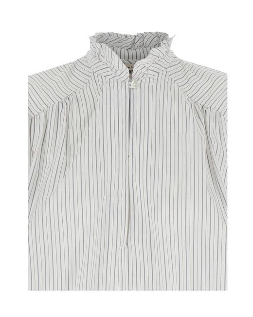 Semicouture White Semi Couture Stripe Motif Ruffle Collar Jacket
