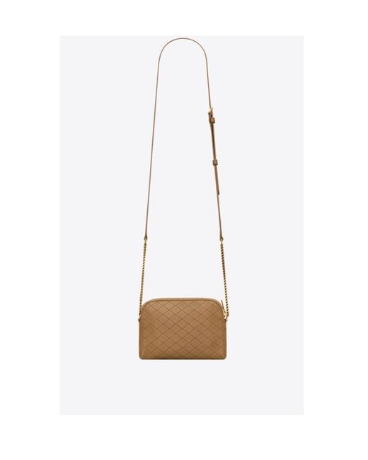 Saint Laurent White Gaby Quilted Chain Pouch