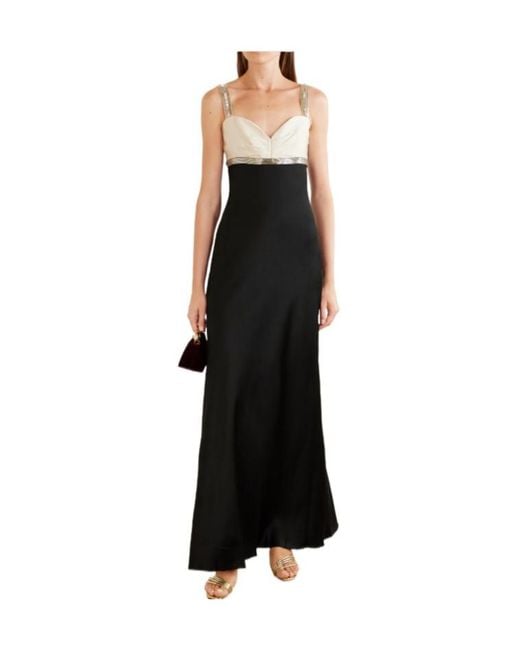 Jenny Packham Black Sequin-Embellished Satin Gown