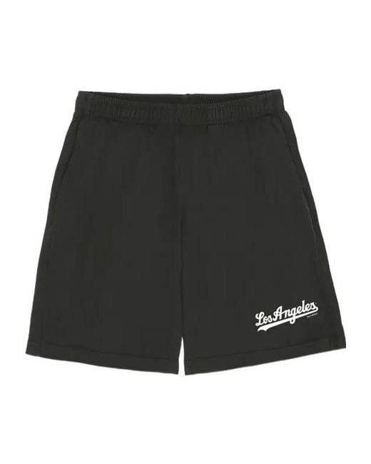 Sporty & Rich Black Los Angeles-Print Shorts for men