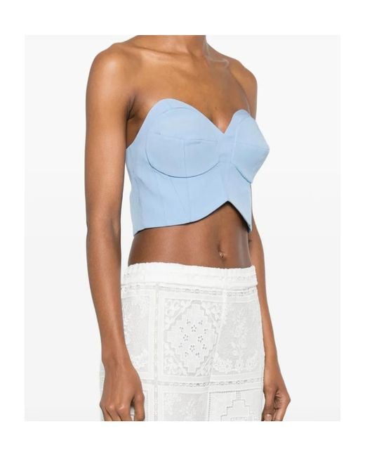 Rabanne Blue Corset-Style Cropped Top