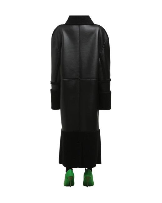 Entire studios Black Shearling Long Coat for men