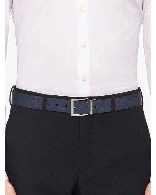 Prada White Logo-Detailed Reversible Buckle Belt for men