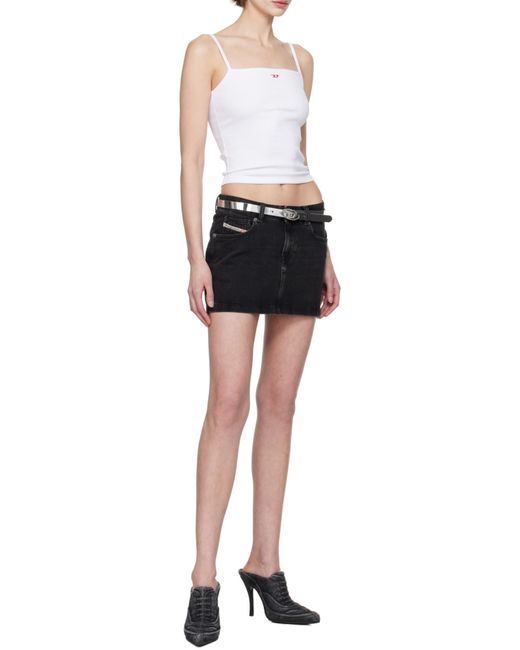 DIESEL White T-Hop-D Logo Embroidered Cami Top