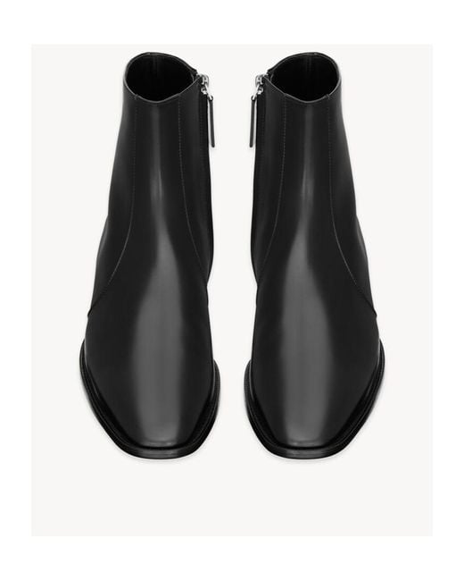Saint Laurent Black Leather Roman Ankle Boots for men