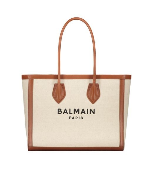 Balmain Natural Logo Medium Tote Bag