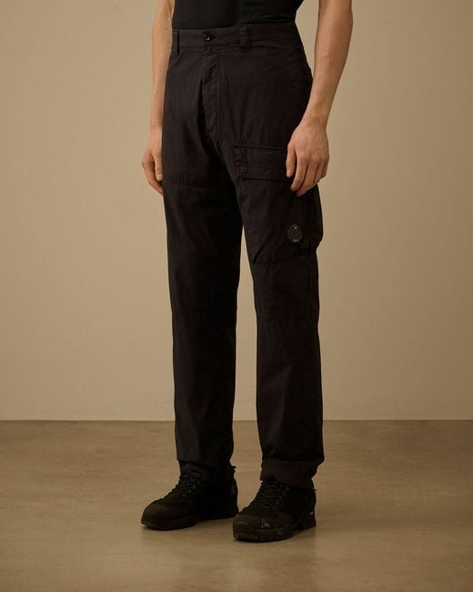 C P Company Black Casual Pants With Belt Loops for men