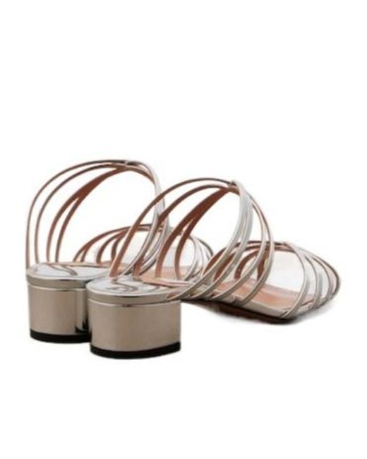 Aquazzura White Mirrored Leather Mules