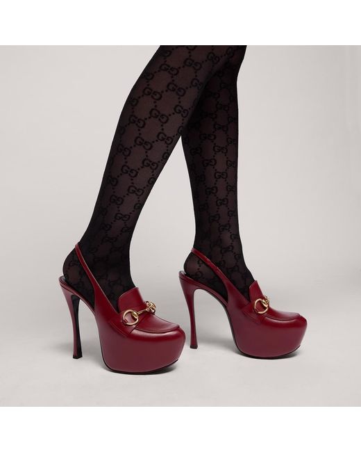 Gucci Red Platform Slingback With Horsebit