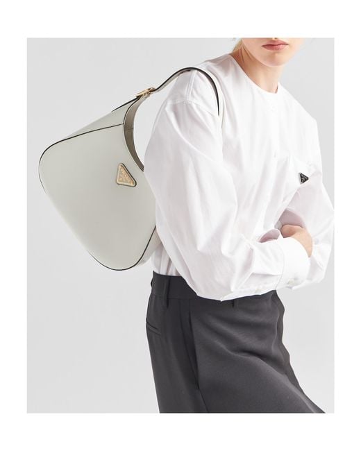 Prada White Leather Shoulder Bag