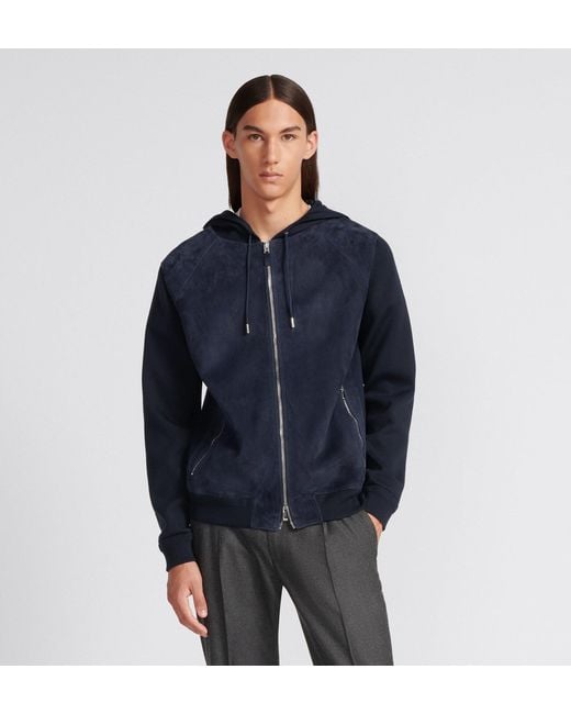 Dior Blue Icons Zipped Hooded Sweatshirt for men