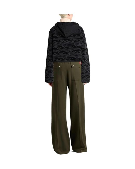 DIESEL Black Color-Blocked Cropped Teddy Fleece Jacket