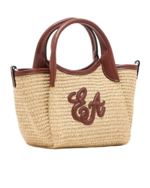 Emporio Armani Brown Top-Handles Logo-Detail Bag