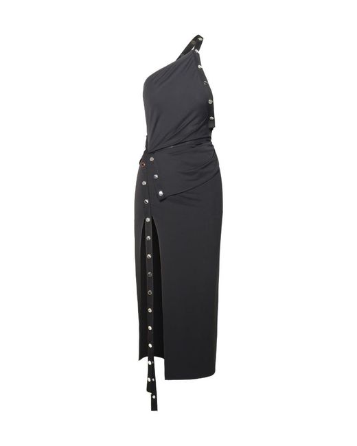 The Attico Black Acetate Blend Midi Dress
