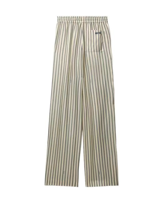 Versace Gray Printed Silk Twill Pajama-Style Pants