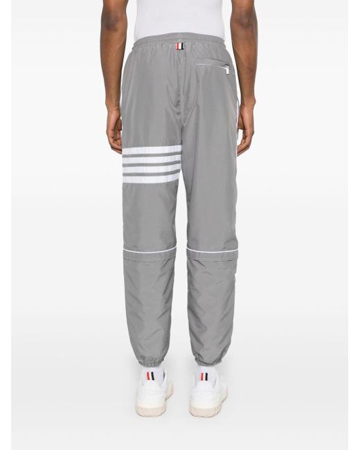 Thom Browne Gray Bar Stripe Detailed Track Trousers for men