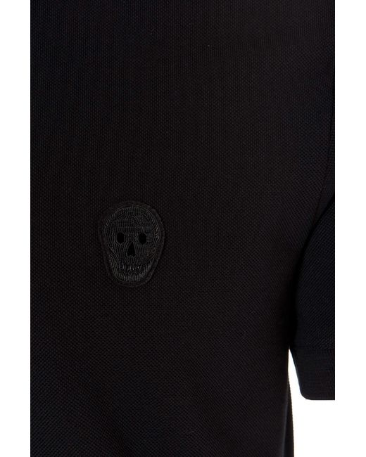 McQueen Black Skull Patch Polo Shirt for men
