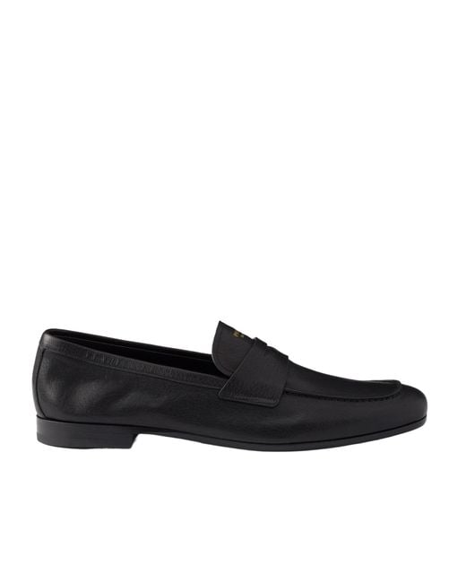 Prada Black Leather Loafers for men