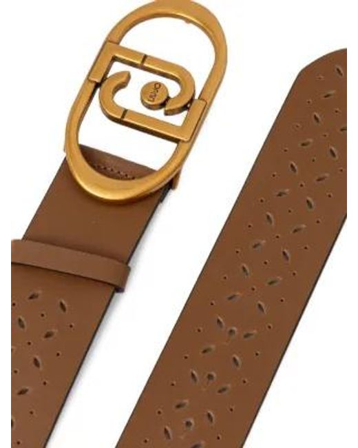 Liu Jo Brown Openwork Logo Buckle Belt