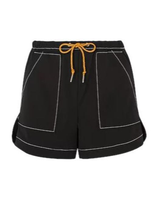Ganni Black Drawstring Waist Shorts