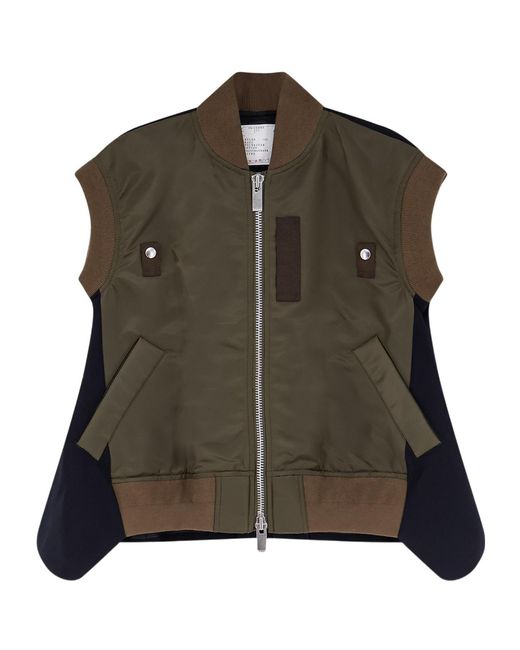Sacai Green Zip-Up Jacket for men