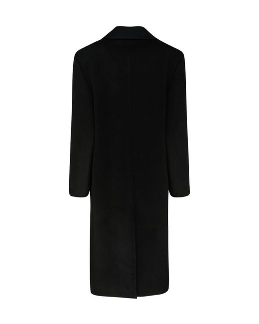 Saint Laurent Black Shoulder-Pad Double-Breasted Coat
