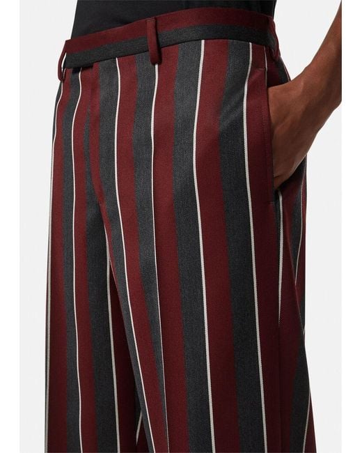 Versace Purple Formal Striped Trousers for men