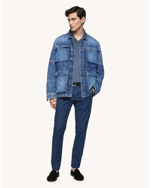 Dondup Blue Belt-Loop Casual Pants for men