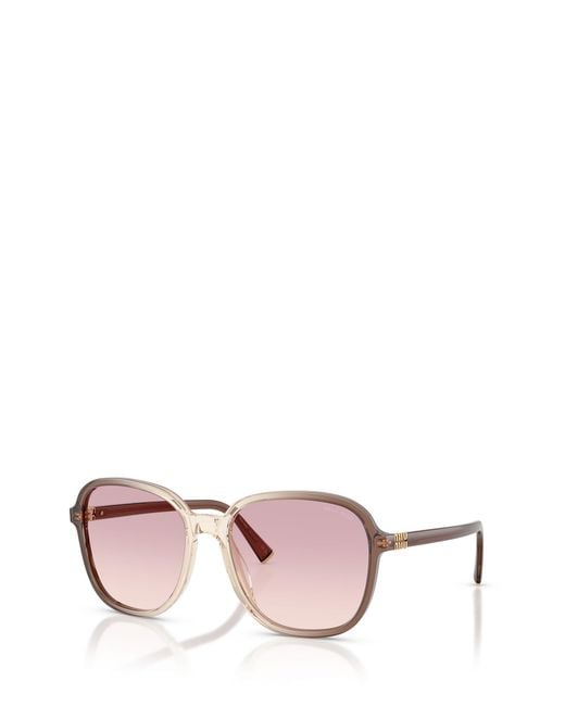 Miu Miu Pink Eyewear Square Frame Sunglasses