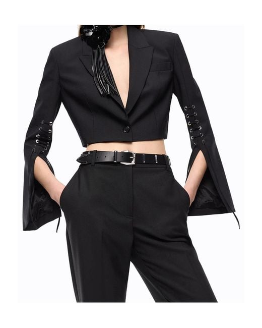 Pinko Black Lace-Up Cropped Jacket
