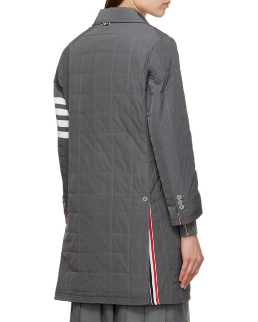 Thom Browne Gray Stripe Detail Down Jacket