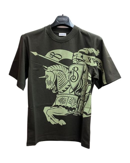 Burberry Green Equestrian Knight Printed Crewneck T-Shirt for men