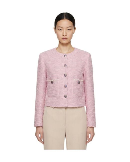 Marissa Chiara Pink Crew Neck Casual Jacket
