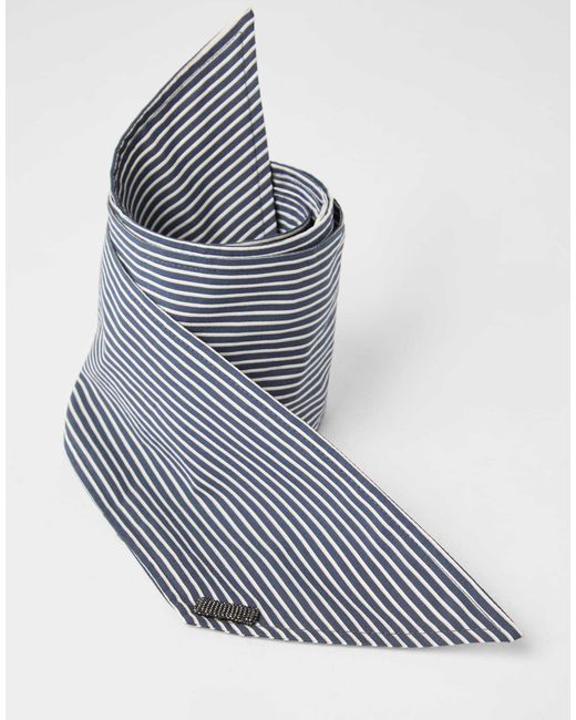 Brunello Cucinelli Blue Monili-Chain Poplin Foulard
