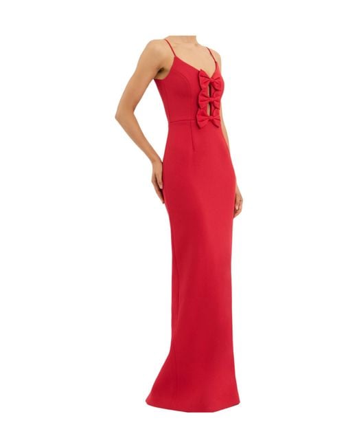 Rebecca Vallance Red Precious Bow-Embellished Cutout Gown