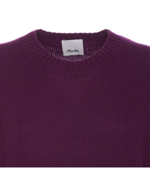 Allude Purple Long Sleeved Crewneck Knitted Jumper