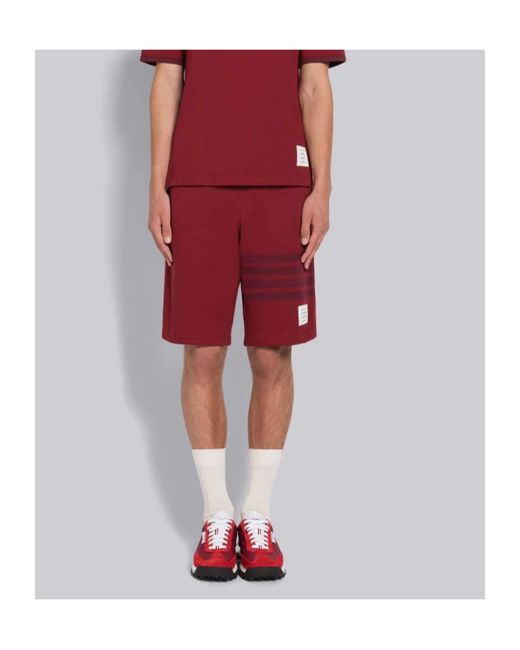 Thom Browne Red Stripe Detailed Drawstring Shorts for men