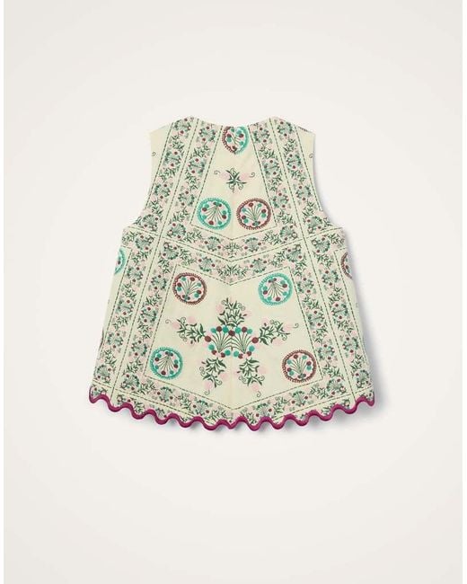 LaDoubleJ Multicolor Floral-Print Scalloped-Hem Blouse