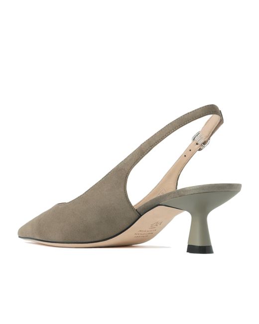 Stuart Weitzman Metallic Leather-Trimmed Suede Slingback Pumps