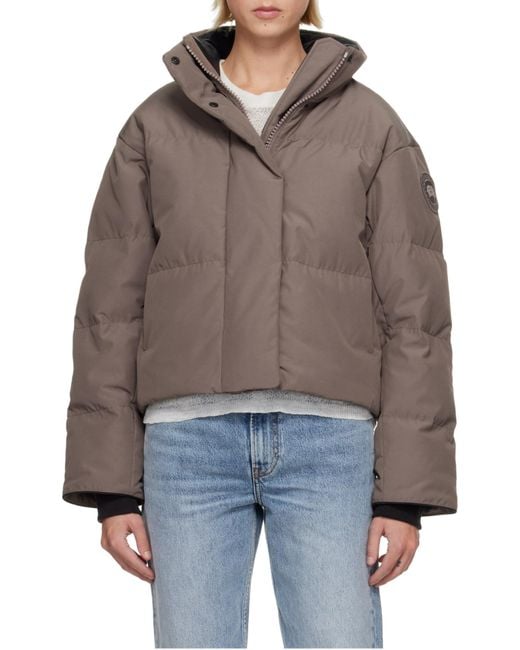 Canada Goose Brown Down Jacket With Logo Patch